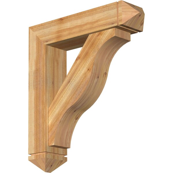 Ekena Millwork Funston Arts and Crafts Rough Sawn Bracket w/ Offset Brace, Western Red Cedar, 8"W x 34"D x 38"H BKT0806X34X38FST03RWR - main